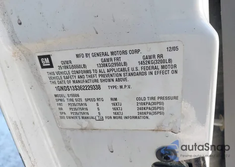 2006 Chevrolet Trailblazer Ls z USA, uszkodzony, nr VIN 1GNDS13S362229338